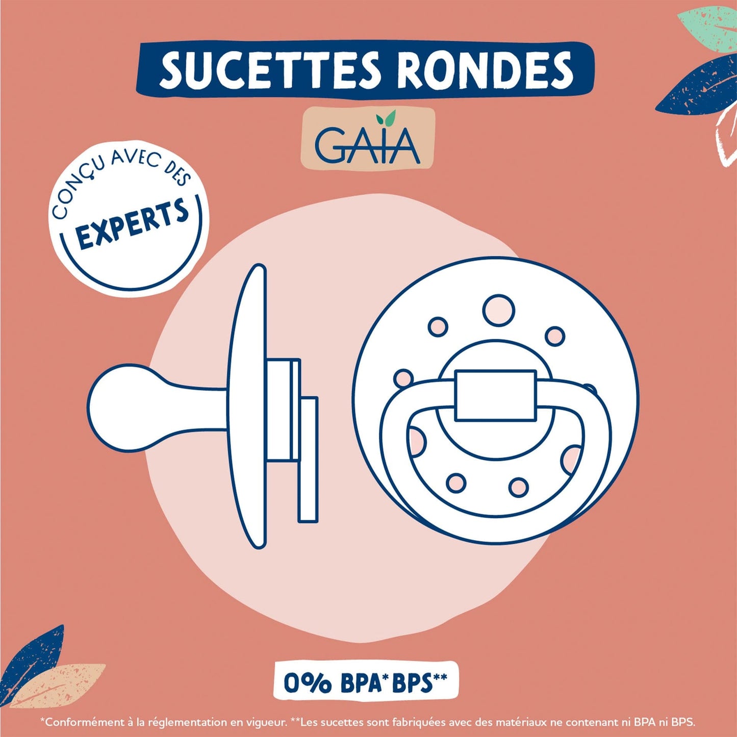 Dodie Lot de 2 sucettes rondes GAÏA 6-36 mois